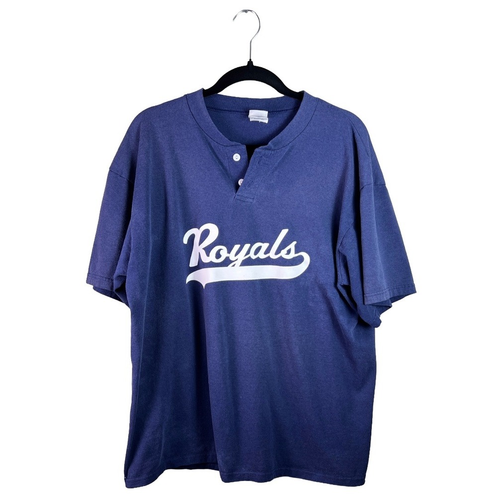90s Vintage Soffe Henley Shirt Kansas City Royals Men's XL Graphic Tee